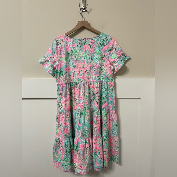 Lilly Pulitzer Tropical Beach Vacation Relaxed Flutter Ruffle Dress Size Medium - Picture 6 of 9